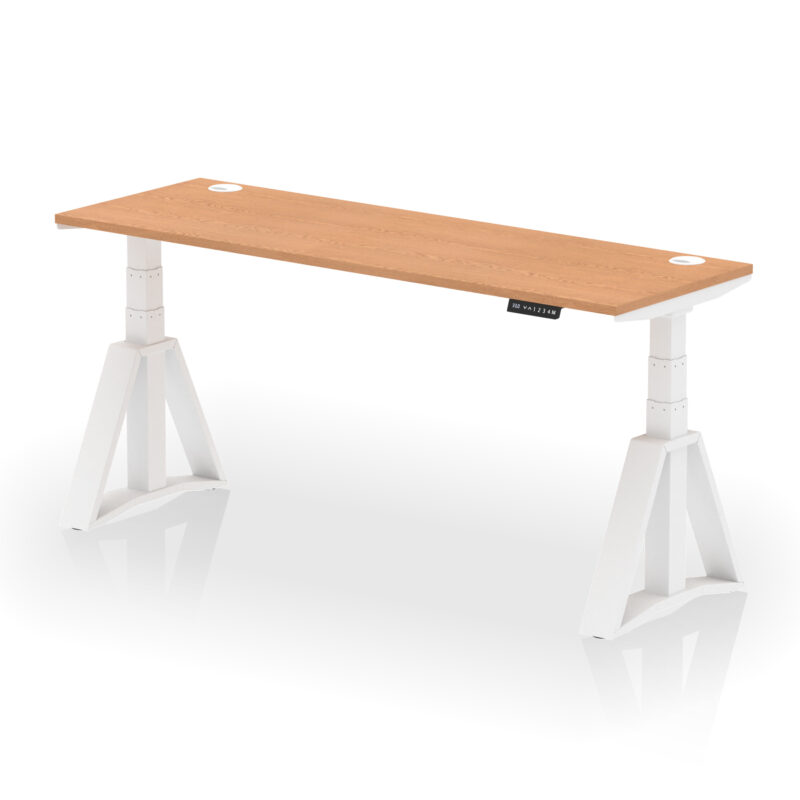 Breeze Height Adjustable Slimline Desk With Cable Ports With Piste Foot - Image 40