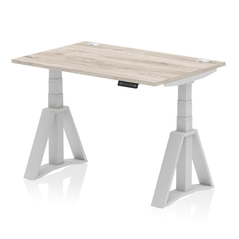 Breeze Height Adjustable Desk With Cable Ports With Piste Foot - Image 41