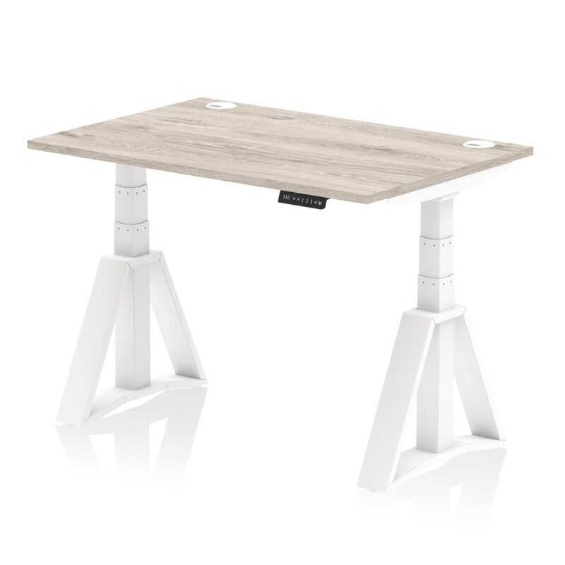 Breeze Height Adjustable Desk With Cable Ports With Piste Foot - Image 42