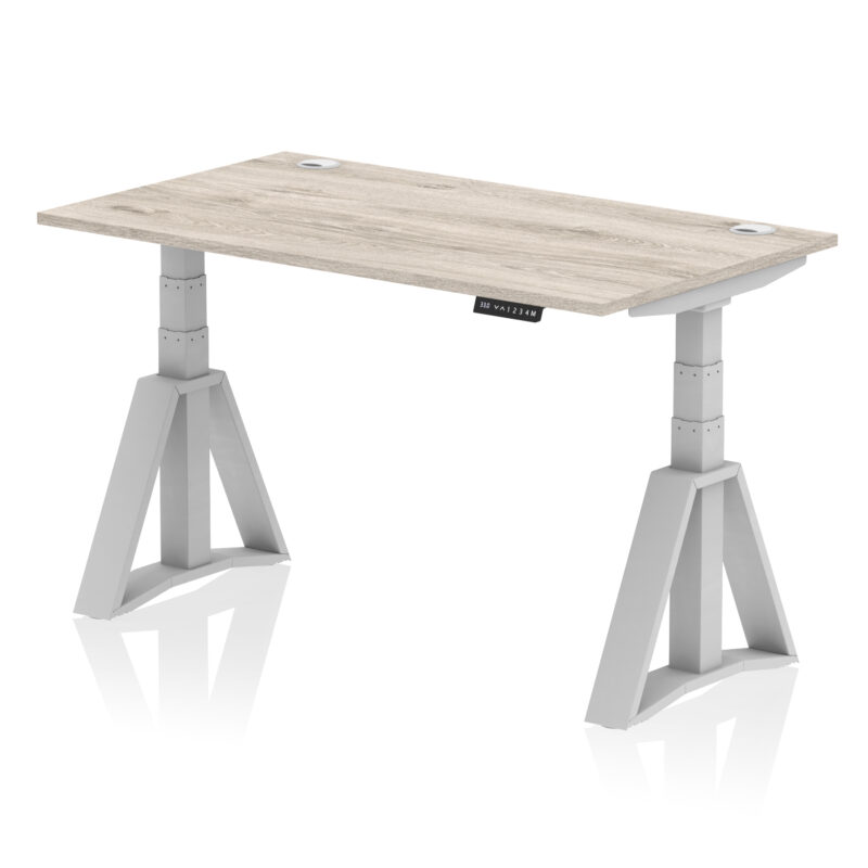 Breeze Height Adjustable Desk With Cable Ports With Piste Foot - Image 43