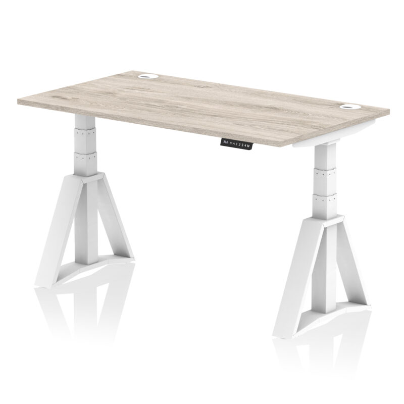 Breeze Height Adjustable Desk With Cable Ports With Piste Foot - Image 44