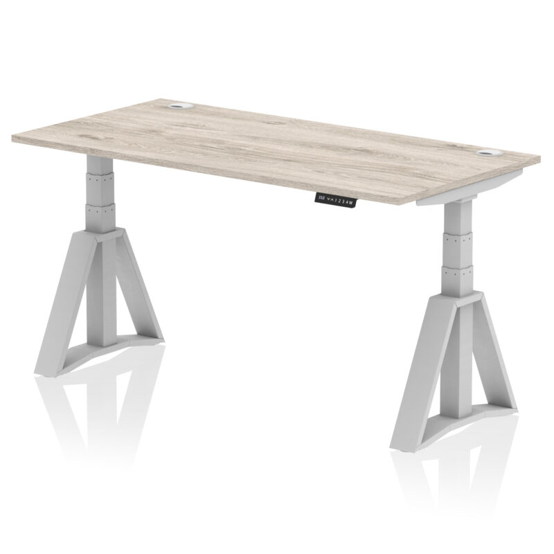 Breeze Height Adjustable Desk With Cable Ports With Piste Foot - Image 45