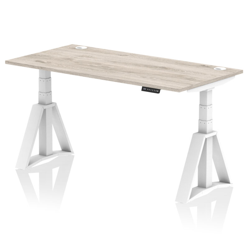Breeze Height Adjustable Desk With Cable Ports With Piste Foot - Image 46