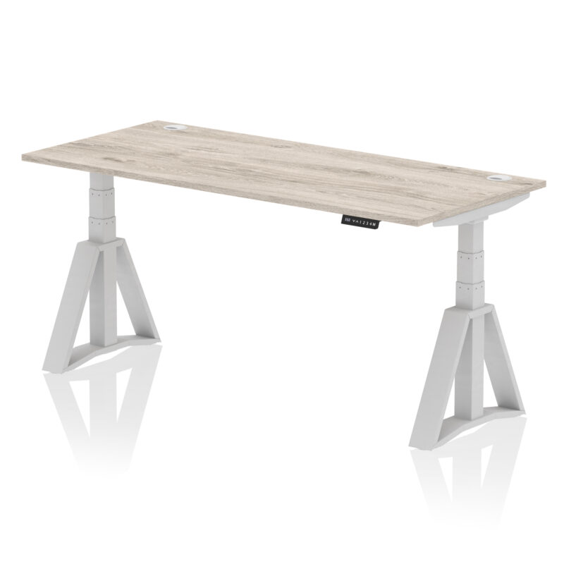 Breeze Height Adjustable Desk With Cable Ports With Piste Foot - Image 47