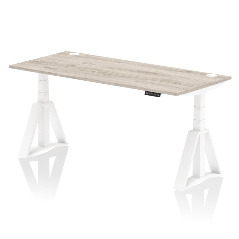 Breeze Height Adjustable Desk With Cable Ports With Piste Foot - Image 48
