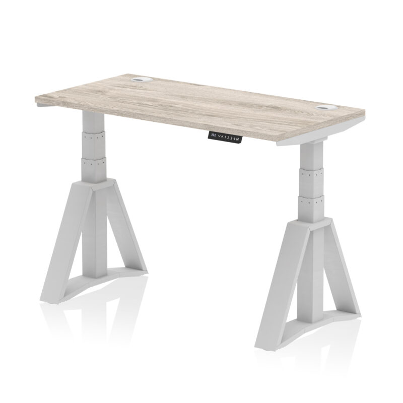 Breeze Height Adjustable Slimline Desk With Cable Ports With Piste Foot - Image 41
