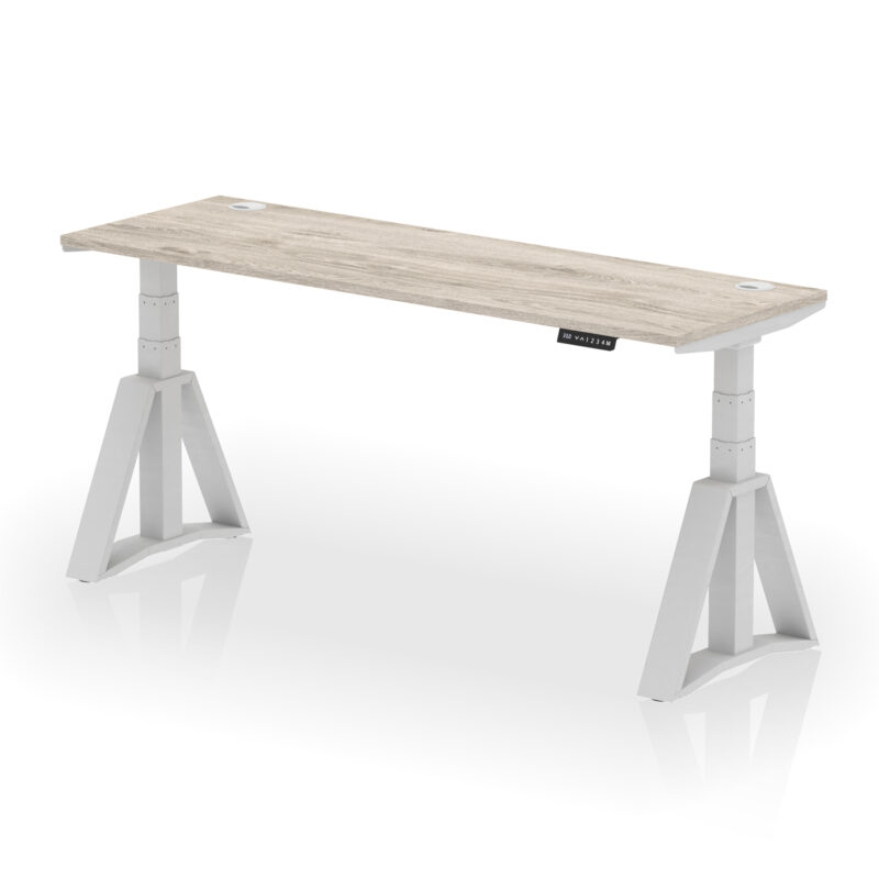 Breeze Height Adjustable Slimline Desk With Cable Ports With Piste Foot - Image 44