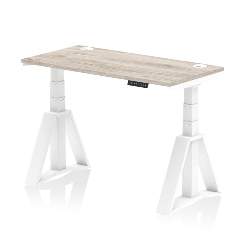 Breeze Height Adjustable Slimline Desk With Cable Ports With Piste Foot - Image 45