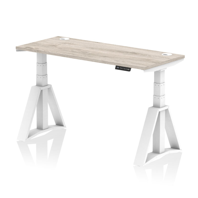 Breeze Height Adjustable Slimline Desk With Cable Ports With Piste Foot - Image 46