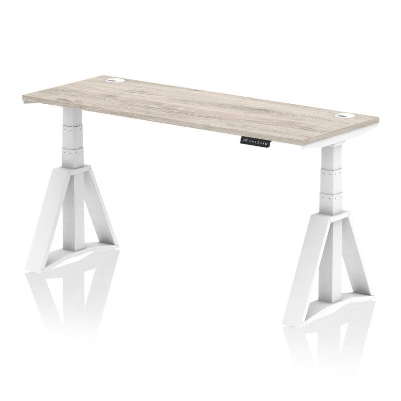 Breeze Height Adjustable Slimline Desk With Cable Ports With Piste Foot - Image 47