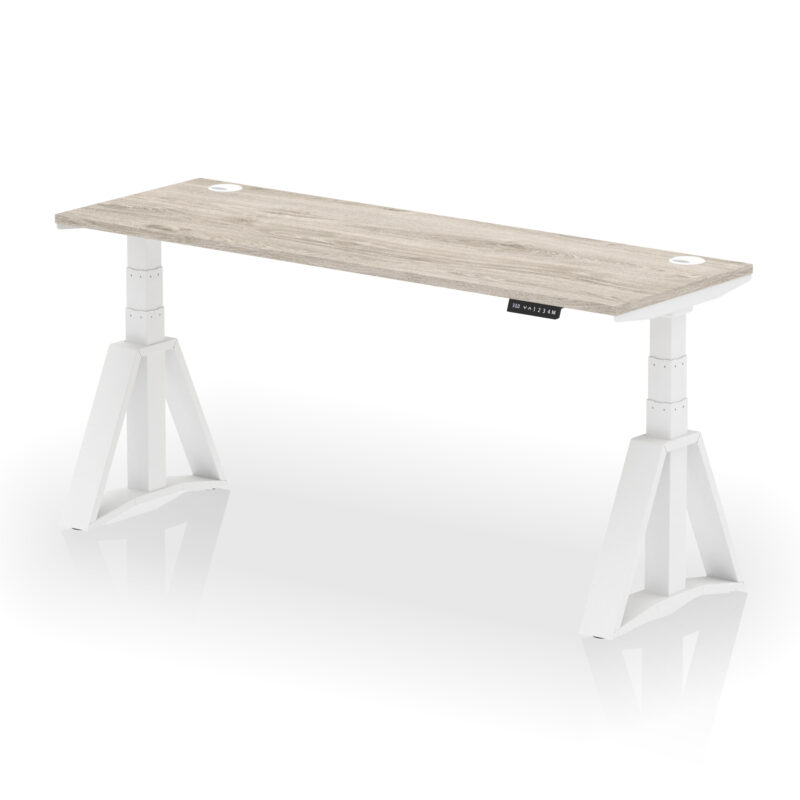 Breeze Height Adjustable Slimline Desk With Cable Ports With Piste Foot - Image 48