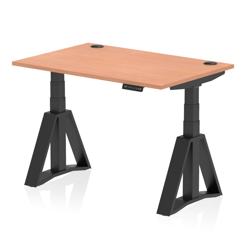 Breeze Height Adjustable Desk With Cable Ports With Piste Foot - Image 49
