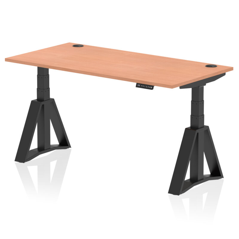 Breeze Height Adjustable Desk With Cable Ports With Piste Foot - Image 51