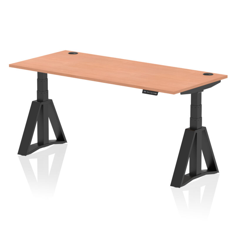 Breeze Height Adjustable Desk With Cable Ports With Piste Foot - Image 52