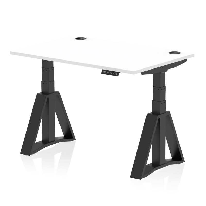 Breeze Height Adjustable Desk With Cable Ports With Piste Foot - Image 57