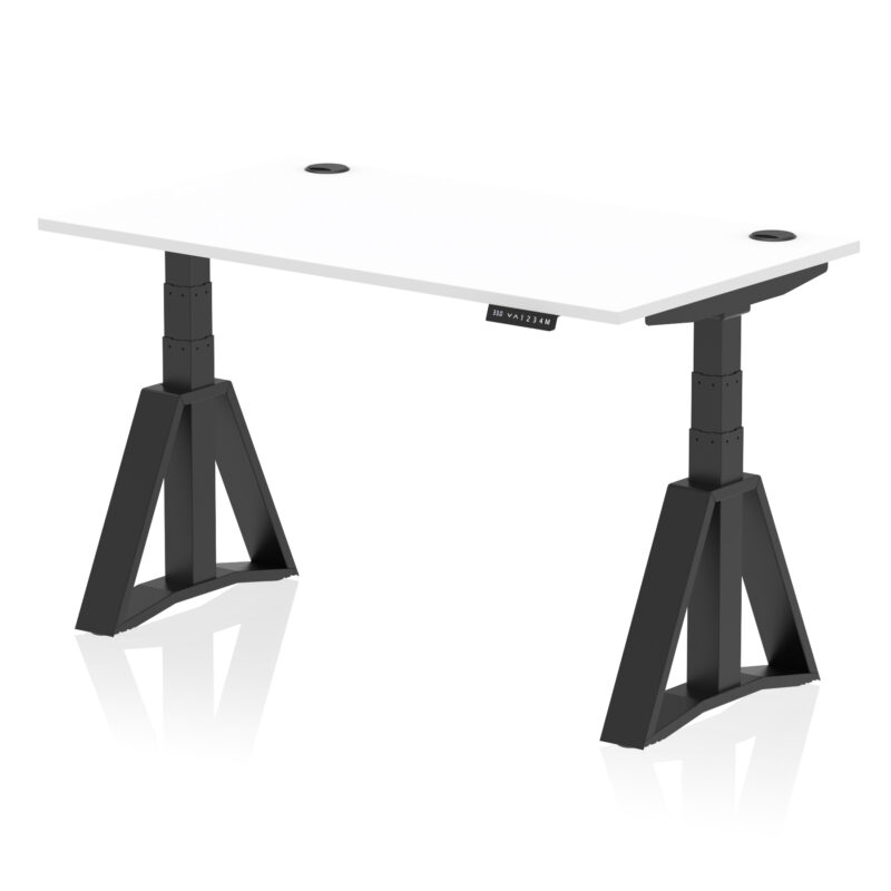 Breeze Height Adjustable Desk With Cable Ports With Piste Foot - Image 58