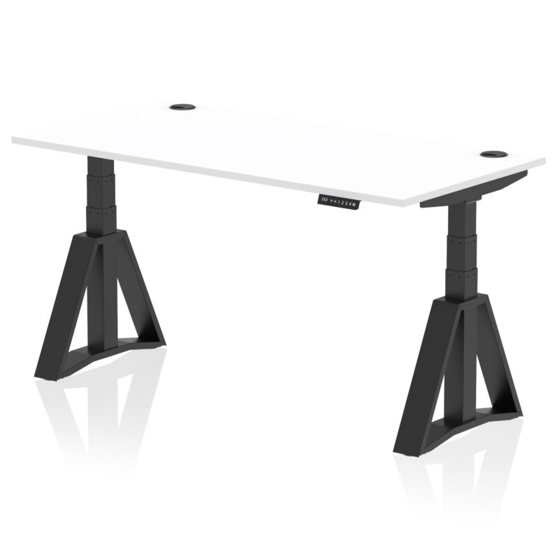 Breeze Height Adjustable Desk With Cable Ports With Piste Foot - Image 59