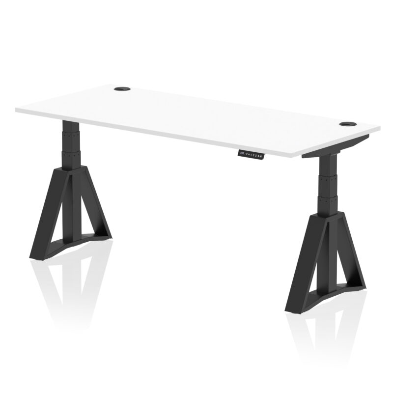 Breeze Height Adjustable Desk With Cable Ports With Piste Foot - Image 60