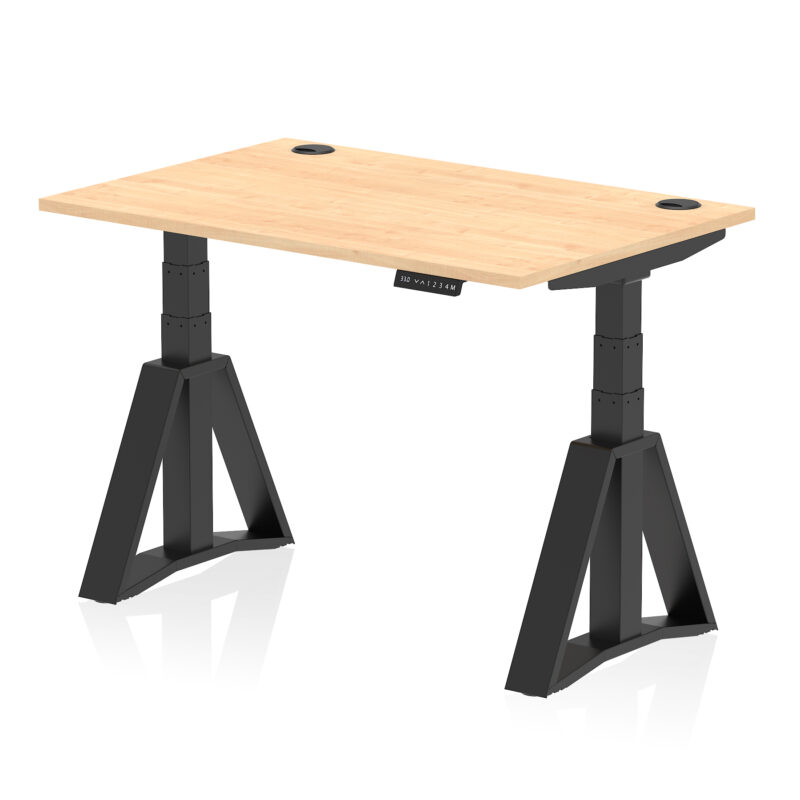 Breeze Height Adjustable Desk With Cable Ports With Piste Foot - Image 61