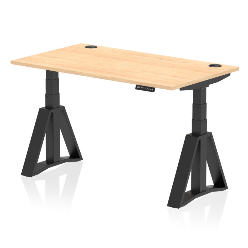 Breeze Height Adjustable Desk With Cable Ports With Piste Foot - Image 62