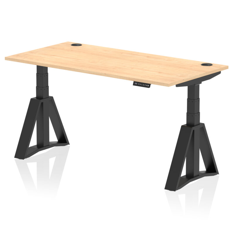 Breeze Height Adjustable Desk With Cable Ports With Piste Foot - Image 63