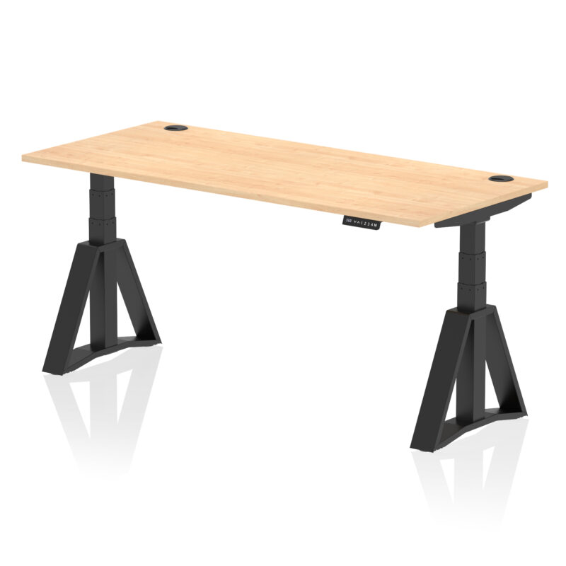 Breeze Height Adjustable Desk With Cable Ports With Piste Foot - Image 64