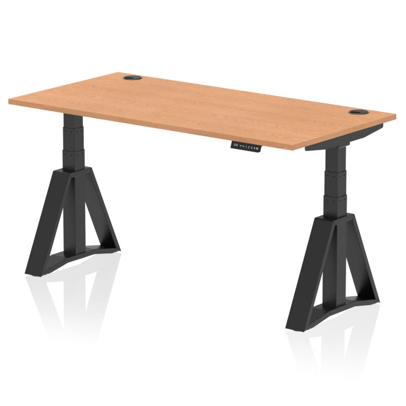 Breeze Height Adjustable Desk With Cable Ports With Piste Foot - Image 67