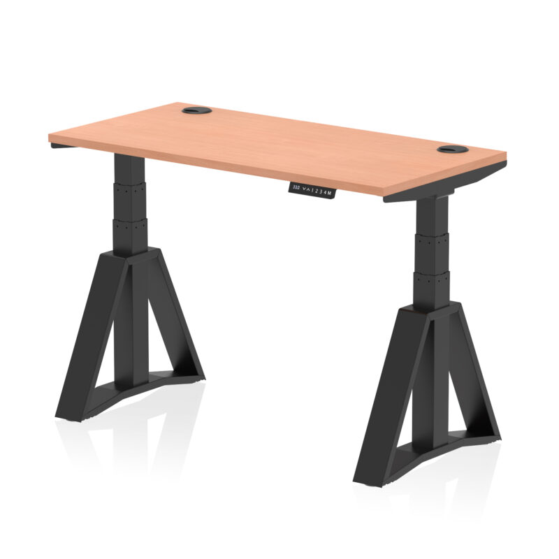 Breeze Height Adjustable Slimline Desk With Cable Ports With Piste Foot - Image 49