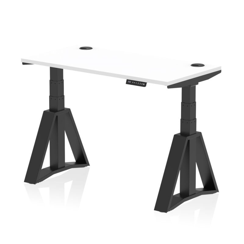 Breeze Height Adjustable Slimline Desk With Cable Ports With Piste Foot - Image 57