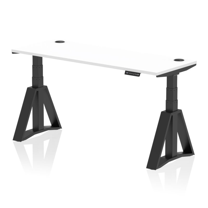 Breeze Height Adjustable Slimline Desk With Cable Ports With Piste Foot - Image 59