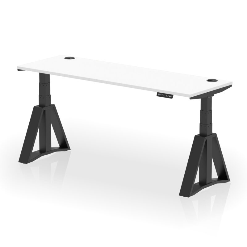 Breeze Height Adjustable Slimline Desk With Cable Ports With Piste Foot - Image 60