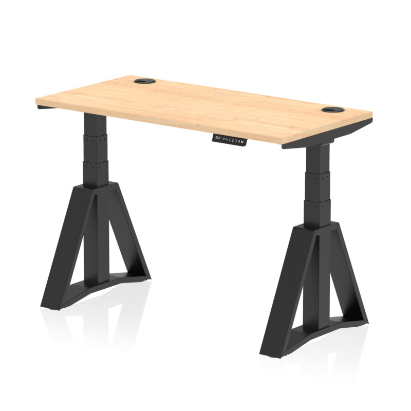 Breeze Height Adjustable Slimline Desk With Cable Ports With Piste Foot - Image 61