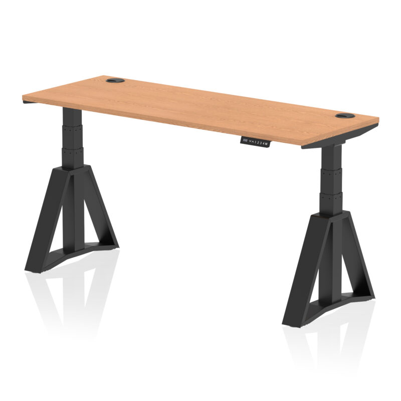 Breeze Height Adjustable Slimline Desk With Cable Ports With Piste Foot - Image 67