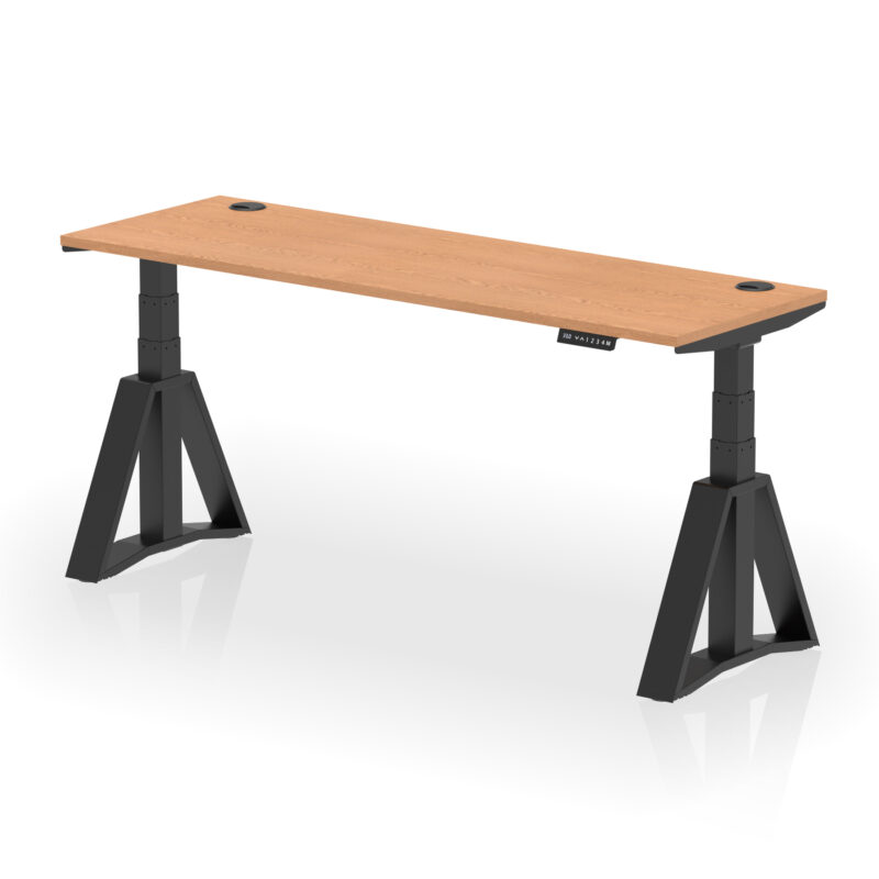 Breeze Height Adjustable Slimline Desk With Cable Ports With Piste Foot - Image 68