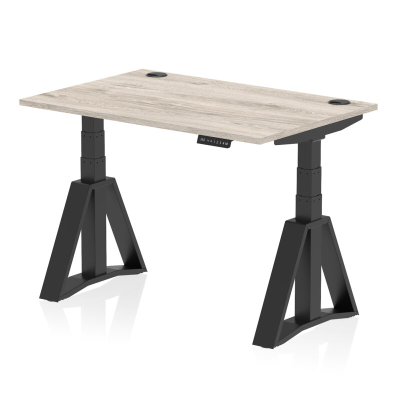 Breeze Height Adjustable Desk With Cable Ports With Piste Foot - Image 69