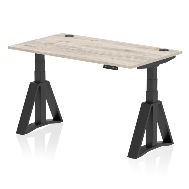 Breeze Height Adjustable Desk With Cable Ports With Piste Foot - Image 70