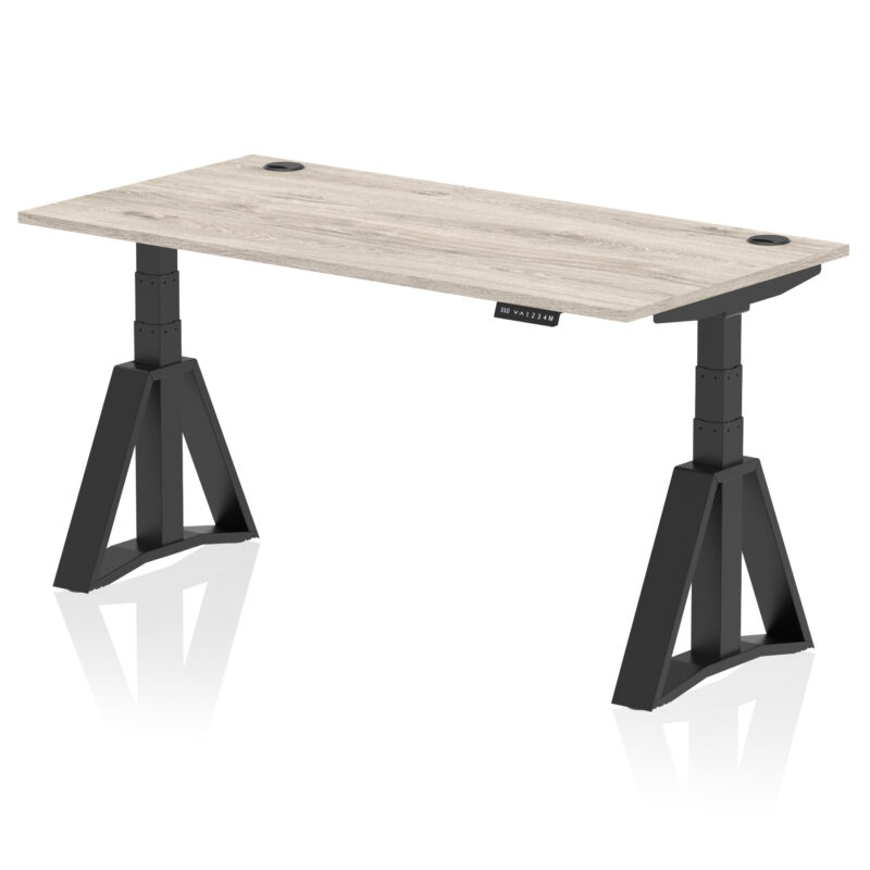 Breeze Height Adjustable Desk With Cable Ports With Piste Foot - Image 71