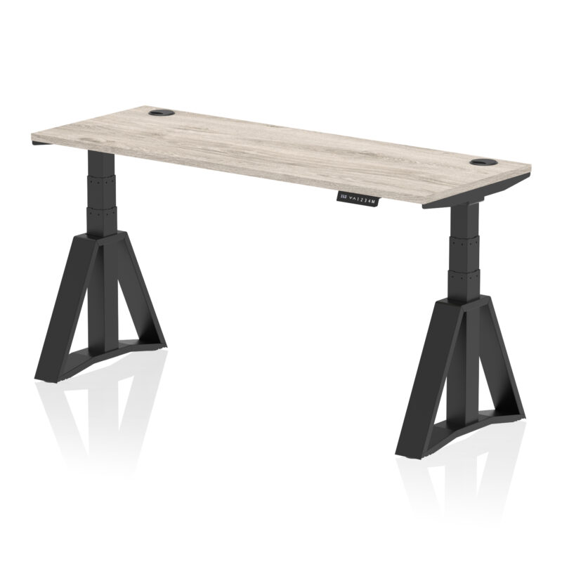 Breeze Height Adjustable Slimline Desk With Cable Ports With Piste Foot - Image 71