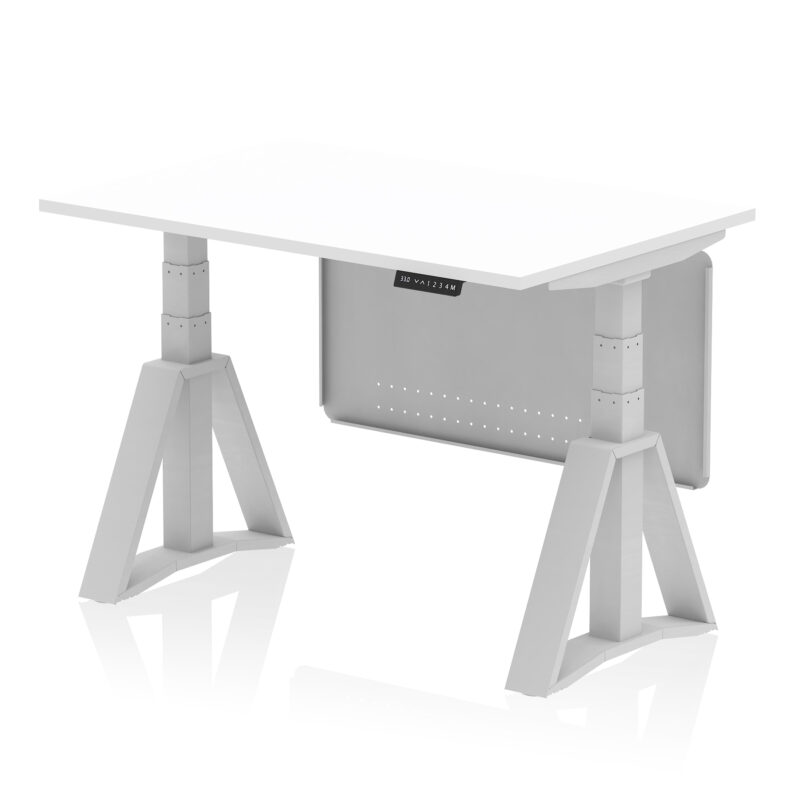 Breeze Height Adjustable Desk without Cable Ports With Steel Modesty Panel With Piste Foot - Image 9