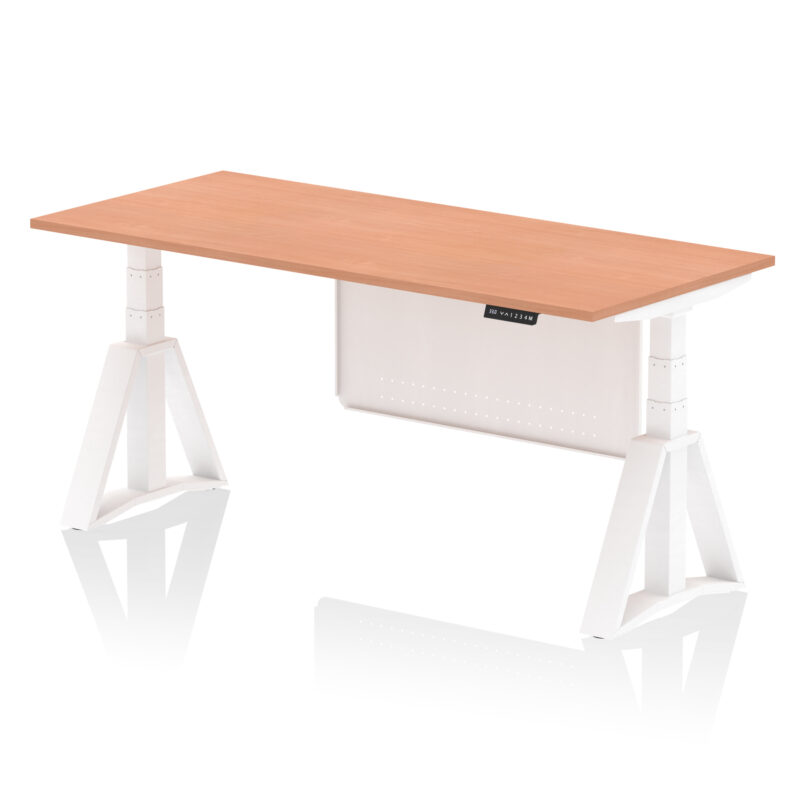 Breeze Height Adjustable Desk without Cable Ports With Steel Modesty Panel With Piste Foot - Image 24