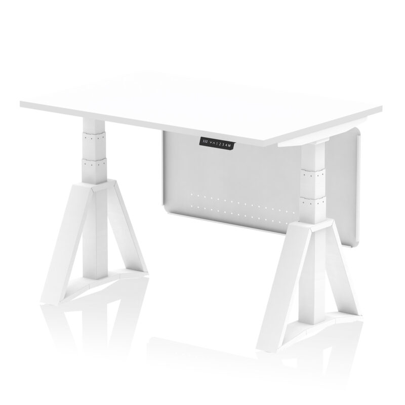 Breeze Height Adjustable Desk without Cable Ports With Steel Modesty Panel With Piste Foot - Image 29