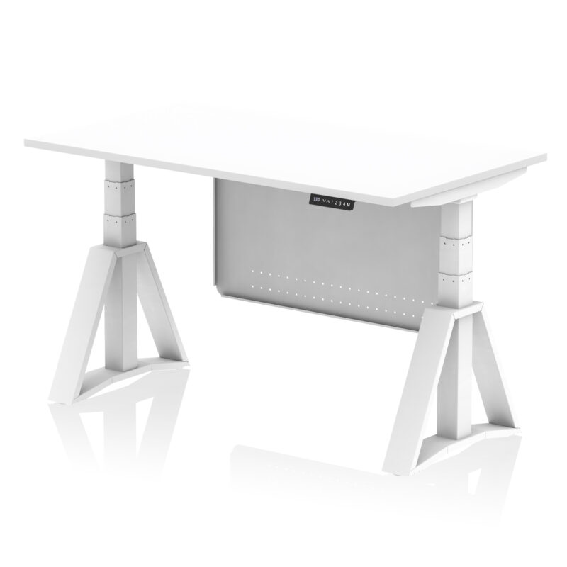 Breeze Height Adjustable Desk without Cable Ports With Steel Modesty Panel With Piste Foot - Image 30