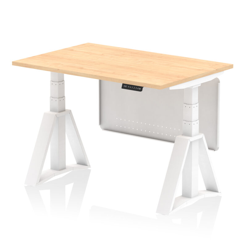 Breeze Height Adjustable Desk without Cable Ports With Steel Modesty Panel With Piste Foot - Image 33