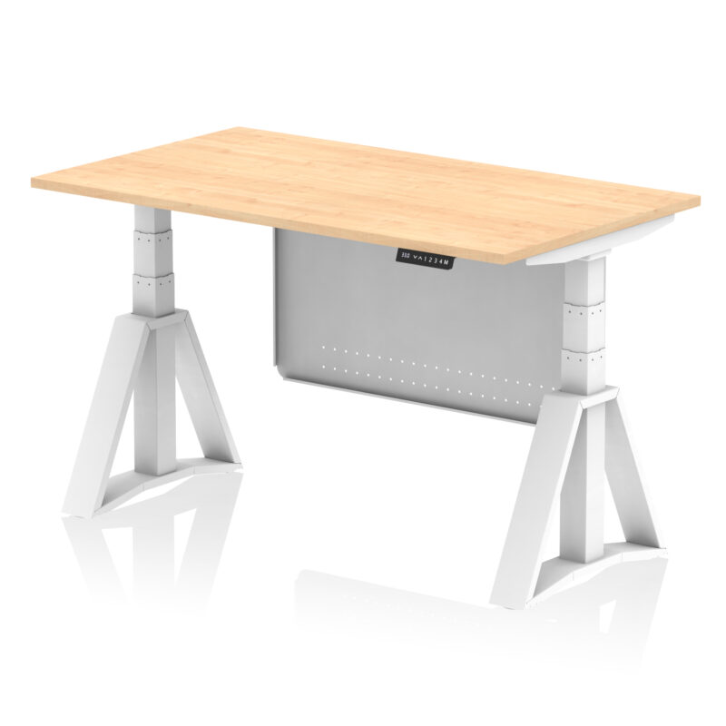 Breeze Height Adjustable Desk without Cable Ports With Steel Modesty Panel With Piste Foot - Image 34