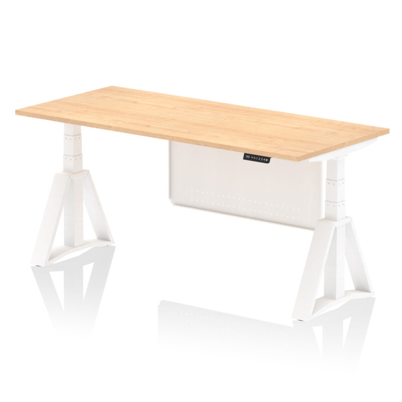 Breeze Height Adjustable Desk without Cable Ports With Steel Modesty Panel With Piste Foot - Image 36