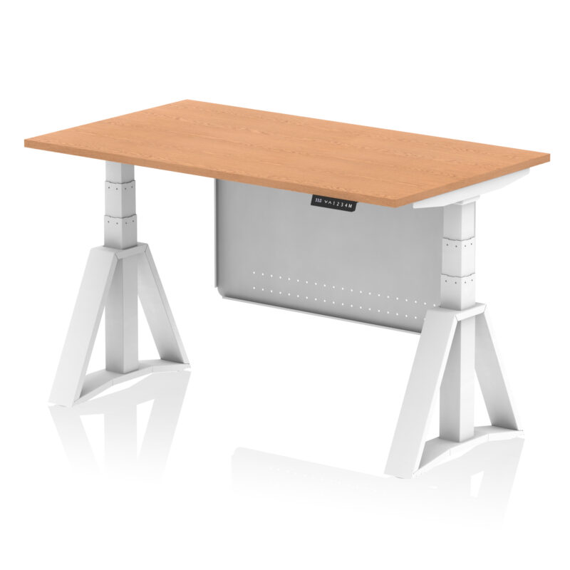Breeze Height Adjustable Desk without Cable Ports With Steel Modesty Panel With Piste Foot - Image 38