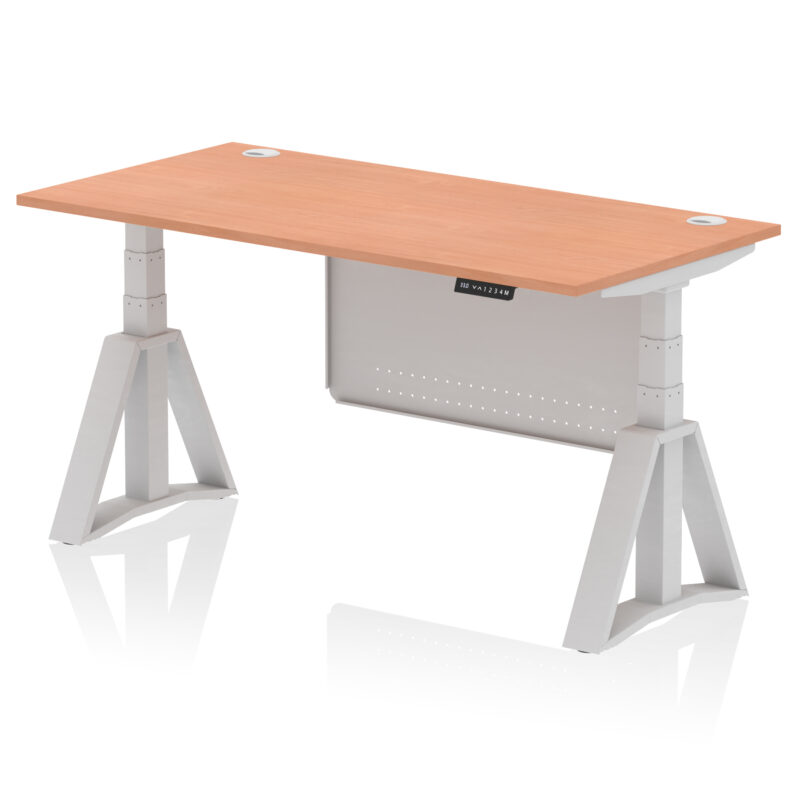 Breeze Height Adjustable Desk With Cable Ports With Steel Modesty Panel With Piste Foot - Image 3