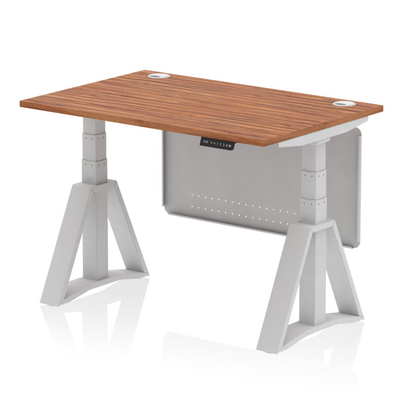 Breeze Height Adjustable Desk With Cable Ports With Steel Modesty Panel With Piste Foot - Image 5
