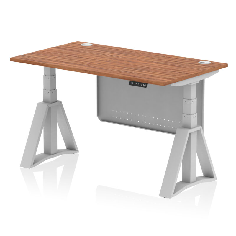 Breeze Height Adjustable Desk With Cable Ports With Steel Modesty Panel With Piste Foot - Image 6