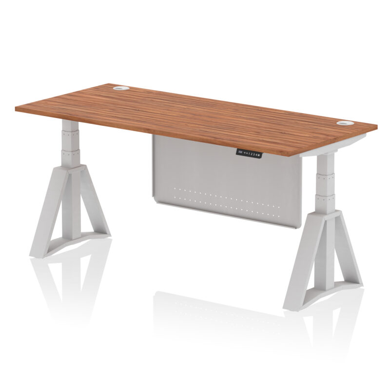 Breeze Height Adjustable Desk With Cable Ports With Steel Modesty Panel With Piste Foot - Image 8